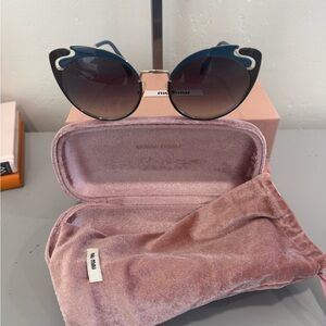 Miu Miu Black and Silver Cat-Eye Sunglasses